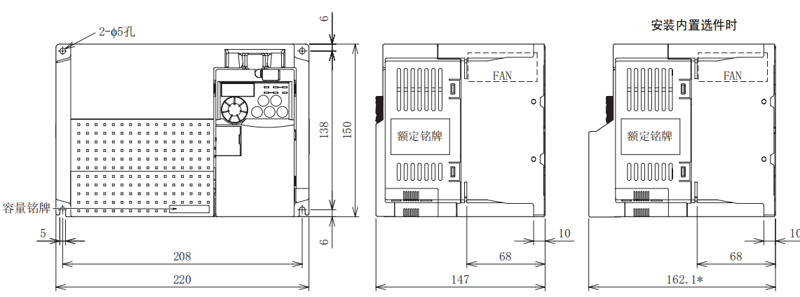 FR-E740-5.5K、7.5K-CHT尺寸圖